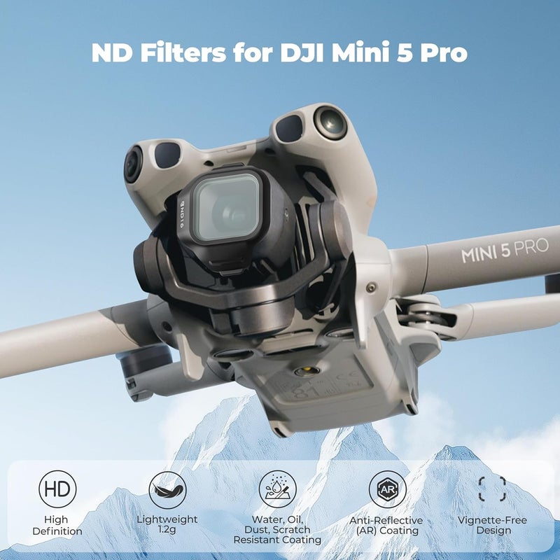 FreeWell مجموعة فلاتر ND 6-pack للاستخدام طوال اليوم لـ DJI Mini 5 Pro – ND16، ND32، ND64، ND256، ND512 و ND1000 – تحكم كامل في الضوء لمشاهد جوية سينمائية - Image 2